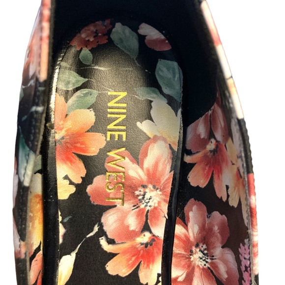 Nine West black floral peep toe heels size 7 - Picture 6 of 6